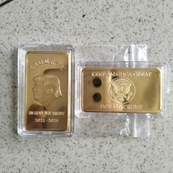 Koin Souvenir Emas Batangan Liberty Keep America Great Donald Trump 2021 - 2025 Gold Bar + Kapsul