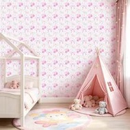 1 Roll Cute Pink Bow Pearl Shell Self-Adhesive Wallpaper, 17.52 In X 118.1 In (44.5 Cm X 300 Cm), PV