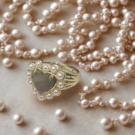 心之遙想 ‧ 黑貝母‧ 晶石淡水珠戒指