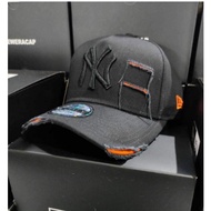 NEW YORK BASEBALL CAP/NY CAP/NY COTTON DAMAGE/BLACK/IMPORTED CAP