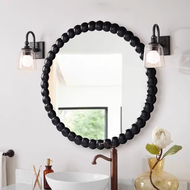 Toilet Mirror With Shelf Bathroom Mirror Cabinet Storage Toilet Mirror Cabinet Vanity Mirror French Cream Style round, Natural, Ingenious and Charming 2 dian 镜子化妆