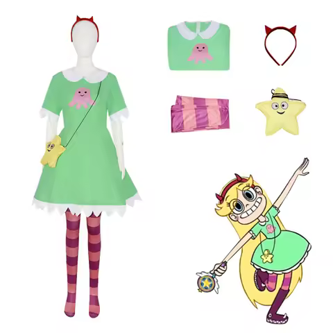 Star vs. The Forces of Evil Star Butterfly Cosplay Costume, Green Dress Full Set for Women for Hallo