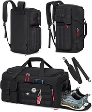 RAINSMORE Sports Bag for Men 45L Sports Travel Duffle Bag with Shoe & Laptop Compartment Carryon Wee