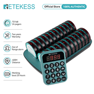 Retekess TD168R ระบบเรียกคิวไร้สายพร้อมเครื่องเรียกคิว Coaster 24 เครื่อง 400M แป้นพิมพ์อิสระ ปรับเป