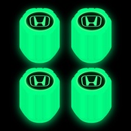 4ชิ้นสำหรับฮอนด้ารถวาล์วยางเรืองแสงหมวกวาล์วรถยนต์เรืองแสงในที่มืดอุปกรณ์เสริมรถยนต์สำหรับ Honda Brio ซิตี้ซีวิค CRV HRV BRV Accord Mobilio Wrissey Freed Jazz