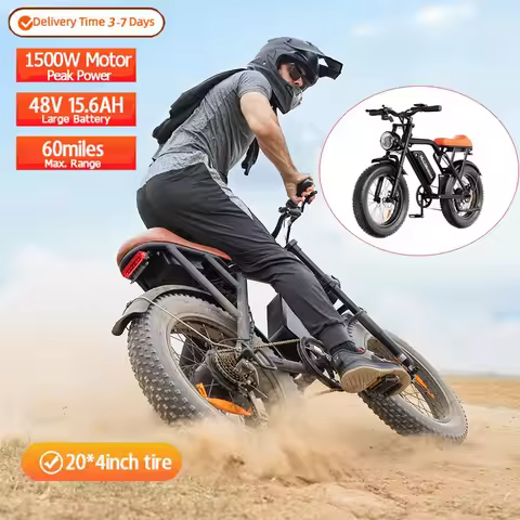 Electric Bike for Adults 1500W 60Mi 33MPH 20'' Fat Tire Off-road Mountain Ebike