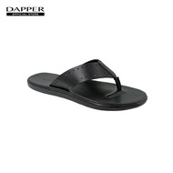 DAPPER รองเท้าแตะ Perforated Leather Thong Sandals สีดำ