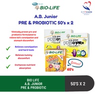 Bio Life A.B. Junior Pre & Probiotic 50's x 2 + [FREE Gift]