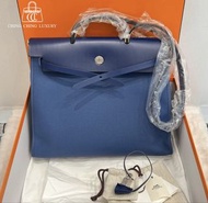 🌈Hermes💙Herbag 39💙藍色銀扣🌟全新閑置🌈貼膜在🌟有盒💙herbag39🌟herbag🌟愛馬仕🌟