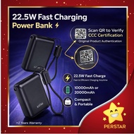 [ CCC QR Code ] KATAK 22.5W Fast Charge  10000mAh / 20000mAh Portable Built-in Cable Power Bank