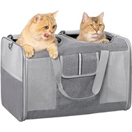 Cat Carrier For 2 Cats, Pet Carrier For Cat And Dog Up To 38lbs, All-sided Mesh Cat Carrier With Gre