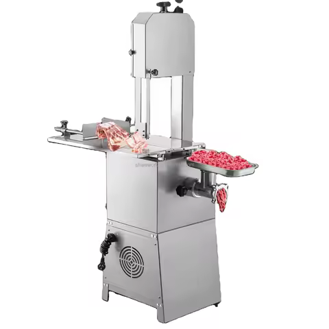 Commercial 2 in 1 Meat Bandsaw Meat Grinder Electric 1100W Bone Cutting Machine Stainless Steel Blad