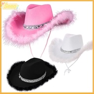 SEEO Cowgirl Hat Women Sequin Cowboy Accessory Costume Party Performance Sequin Cowgirl Hats