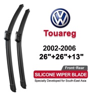 (Front+Rear 3pcs)silicone car wiper for VW Volkswagen Touareg 2002-2006(7L)2005 2004 2003 Windshield