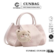 Cunbag Women's Handbag Soft Velvet Leather Women's Handbag with Extremely Cute Bear Hook CUN530