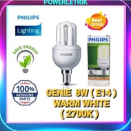 PHILIPS GENIE 8W WARM WHITE E14 ENERGY SAVING LIGHT BULB - 2700K