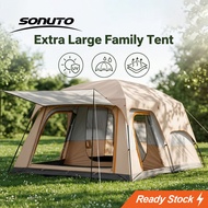 Sonuto [Ready Stock] Large Family Tent 6-8 Person 2 Room 1 Hall Waterproof Khemah Camping Besar untu