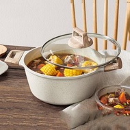 全城熱賣 - 麥飯石湯鍋I燉鍋I不粘鍋I家用雙耳鍋I煮粥鍋I泡面鍋I電磁爐燃气灶通用 24CM