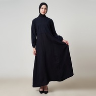 Dhoby Ghout Izzie Gamis Premium Black | Muslim Women Dress with Front Buttons - Evina