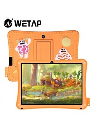 WeTap 兒童平板電腦 Android 11 2 + 32 GB 幼兒平板電腦 1024x600 IPS 觸控螢幕平板電腦，附兒童保護殼（橘色）