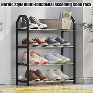 Collapsible Shoe Storage Rack - 4-Layer Plastic Shelves with Non-Slip Design, 41x18.5cm Slim Unit fo