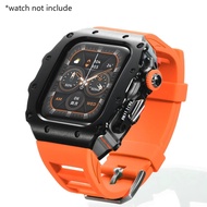 Luxury Modification Kit for Apple Watch 10 46mm Silicone Strap Stainless Steel Watch Case for IWatch