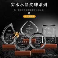 Wooden Solid Wood Crystal Honor Base Trophy Company Multi-Specification Trophy Trophy Souvenir Round