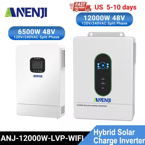 12KW 48V Hybrid Solar Inverter 6.5KW Pure Sine Wave 120V/240V Split Phase Hybrid Solar Inverter 200A