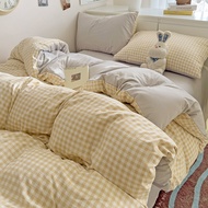 Grid Comforter Cover Bedding Quilt Cover Duver Cover Thin Blankets Pillow Cases ONLY QUILT COVER