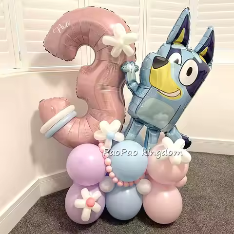 Bluey Bingo Foil Balloons Theme Number Balls Birthday Supply Baby Shower Party Decoration Gift Toys