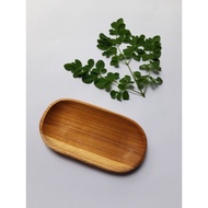 KAYU Sushi Plate/Bread Plate, Cake/Teak Wood Serving Container (oval Shape) 8x16cm