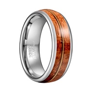 BONLAVIE 8mm Tungsten Steel Ring Wood Guitar string Electric Silver Mens Steel Ring Wedding Jewelry