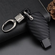 【cw】 New Carbon Fiber Car Key Cover Case Shell Bag Protective Key Ring Chain For Mercedes Benz C Class W210 GLC GLA Car Accessories