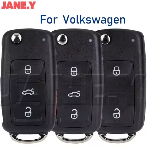 JANE.Y Smart Remote Car Key Fold Shell Case For VW Golf Mk6 Tiguan Passat CC For SEAT For Skoda Octa