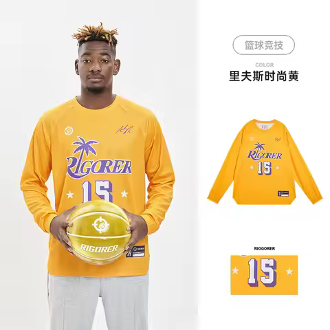 RIGORER Men's Austin Reaves Signature Shirt - Round Neck Long Sleeve Sports Top for Basketball Train