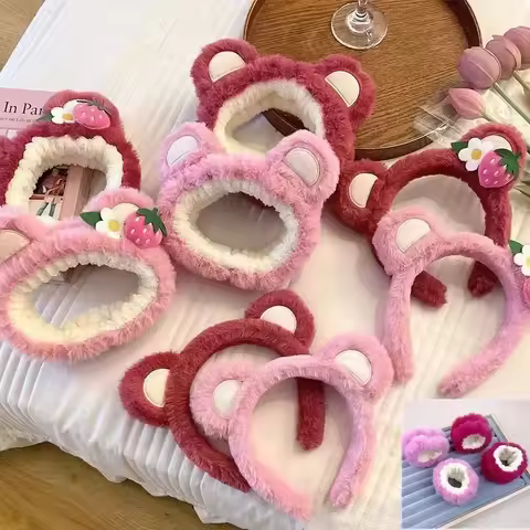 Strawberry bear special facial hair band, women's hair band with facial mask, hair band for home use