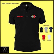 BAJU SULAM Polo T Shirt DUCATI LOGO Sulam Racing Tuning Sport Racer Motorsport Team Sportswear Streetwear (Embroidery)100%COTTON