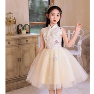 Girl's Dress Light Luxury Niche Children's Piano Performance Costume Chinese Style Host's Birthday P