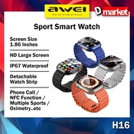 Awei H16 Smart Watch 1.96inch Screen Sport Bluetooth Call IP67 Waterproof NFC Oximetry Awei SmartWat