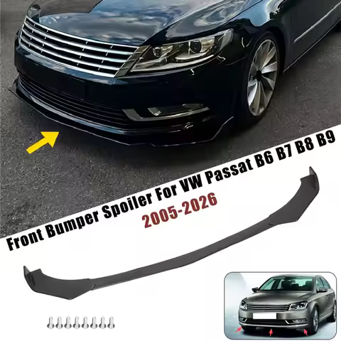 Sport Front Bumper Splitter Spoiler Lip For VW Passat B6 B7 B8 B9 2005-2026 5Pcs Adjustable Sectiona