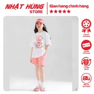 BABY THREE PINK printed t-shirt set for babies and mothers to wear as a pair of 4c cotton elastic, N