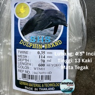 035MM X 114MM (4.5" Inci) X 70MD X 600ML Pukat Jairng Ikan / Mata Tegak / Isi Kosong / Warna Putih /