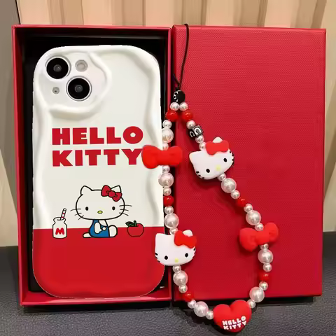 Cute INS Hellos Kittys with Bracelet Phone Case For Samsung Galaxy S25 S24 S23 S21 S20 FE Plus Ultra