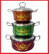 Set of 3 Colored Design Stainless Steel Pot with Cover Lid Casserole Dutch Oven Soup Pot High Qualit