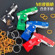 Folding Rubber Band Gun Children's Toys Stainless Steel 6 Burst Pistol Boy Gift Nostalgic Keychain P