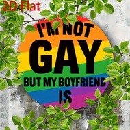 1pc Vintage 8"X8" Metal Wall Art Sign - "I'm Not Gay But My Boyfriend Is" - Round Metal Decor With R
