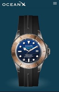 OceanX Damascus Steel+Bronze Bezel