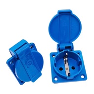 16A 250V Outdoor Industrial Panel Socket with Waterproof Socket Cover biru