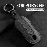 3 Buttons Leather Car Key Case Cover for Porsche Panamera Cayenne 971 911 9YA Macan Boxster Auto Key