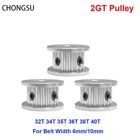 2GT Timing Pulley 32T 34T 35T 36T 38T 40T Bore 4/5/6/6.35/8-15mm For GT2 Width 6mm 10mm Timing Belt 